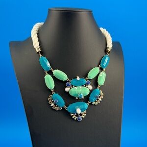Statement Necklace Turquoise and Mint Colored Short